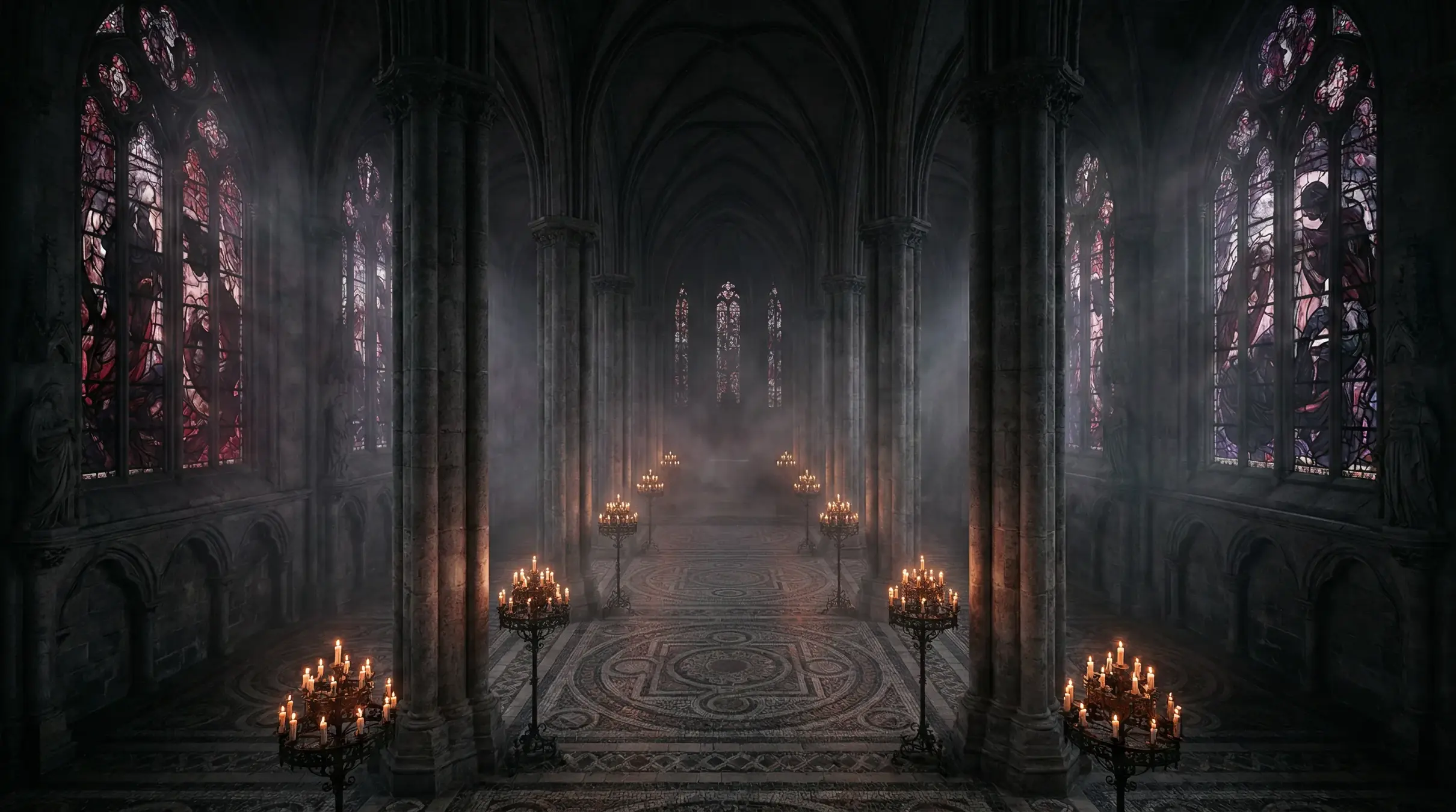 同人动漫 暗黑哥特教堂风格首页背景